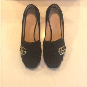 Gucci Marmont black suede heels